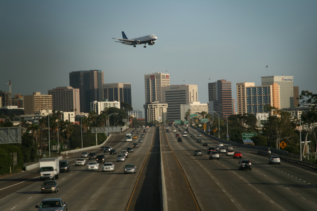 San Diego's Intl Airport is really close to the city, so the landings can get pretty low